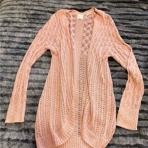 Hippie Rose Pink Open-Knit Cardigan